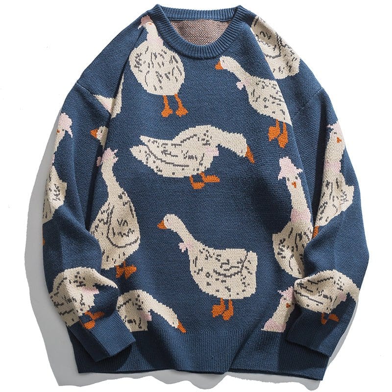 Knitted Sweater Full Goose Print