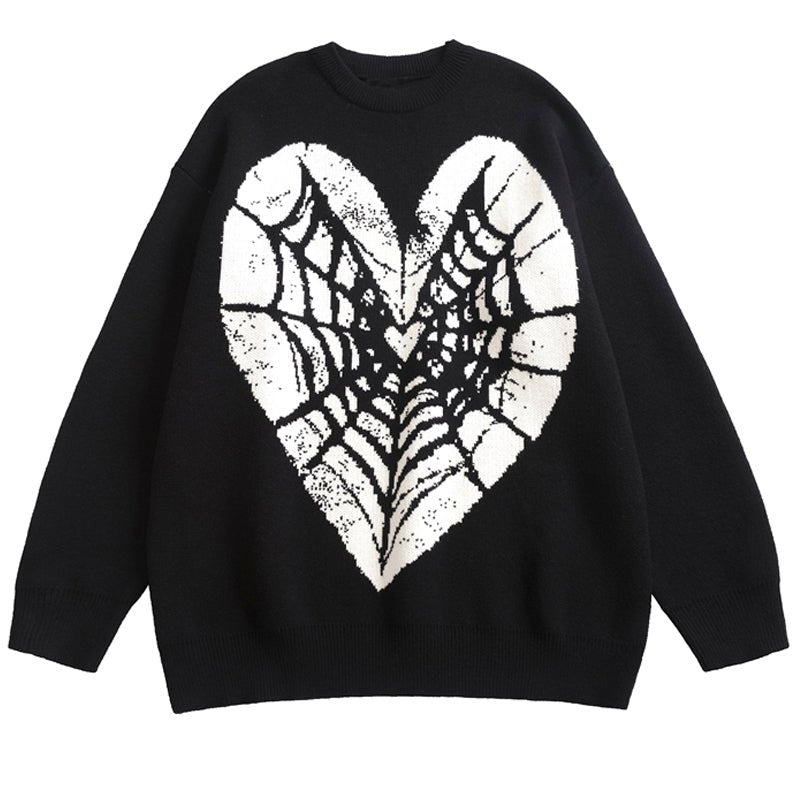 LEMANDIK® Knitted Sweater Spider Web Heart