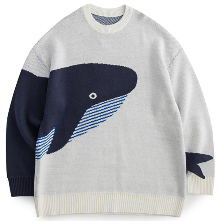 LEMANDIK® Shark Pattern Knitted Sweater
