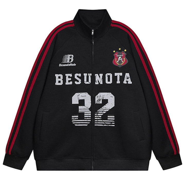 black and red jacket with number 32