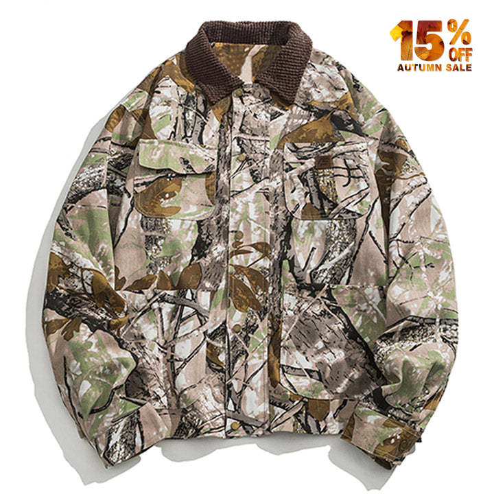 camouflage bomber jacket leaf print