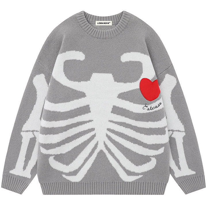 LEMANDIK® Skeleton with Heart Knit Sweater