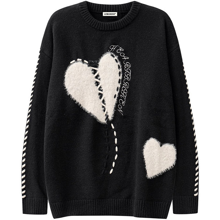 LEMANDIK® Sewing Heart Knitted Sweater