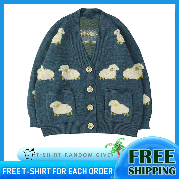 sheep knitted cardigan