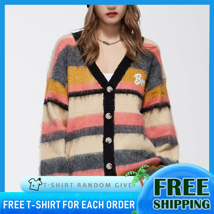 colorful mohair cardigan sweater