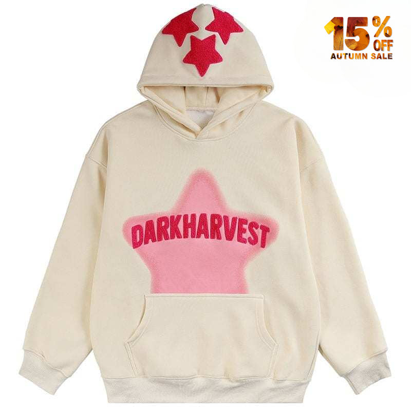 apricot hoodie with 5 pink star