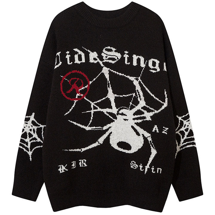 men's knit sweater with spider pattern