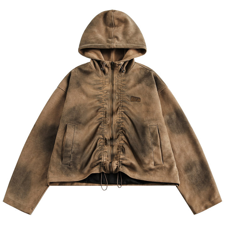 LEMANDIK® Vintage Washed Suede Hooded Jacket