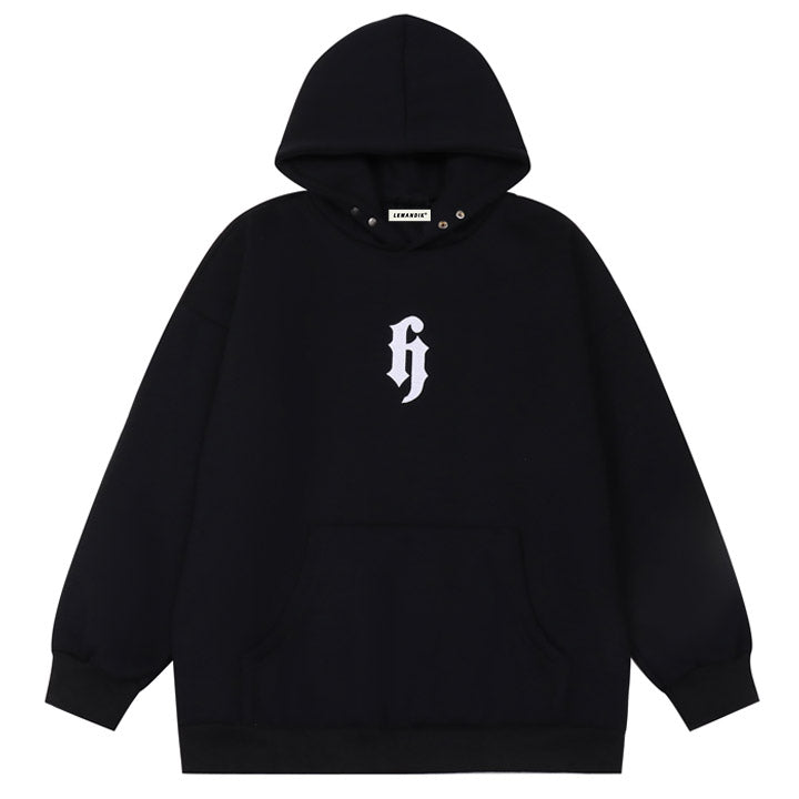 Black hoodie with letter print