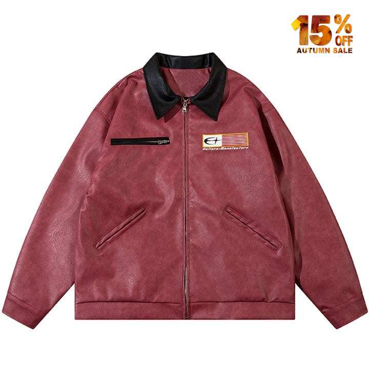 red pu leather jacket badge patch