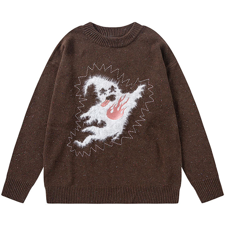 crew neck sweater with funny ghost