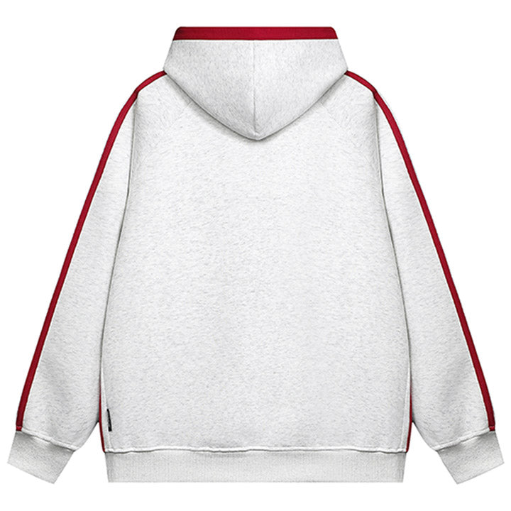 grey and red hoodie with letter