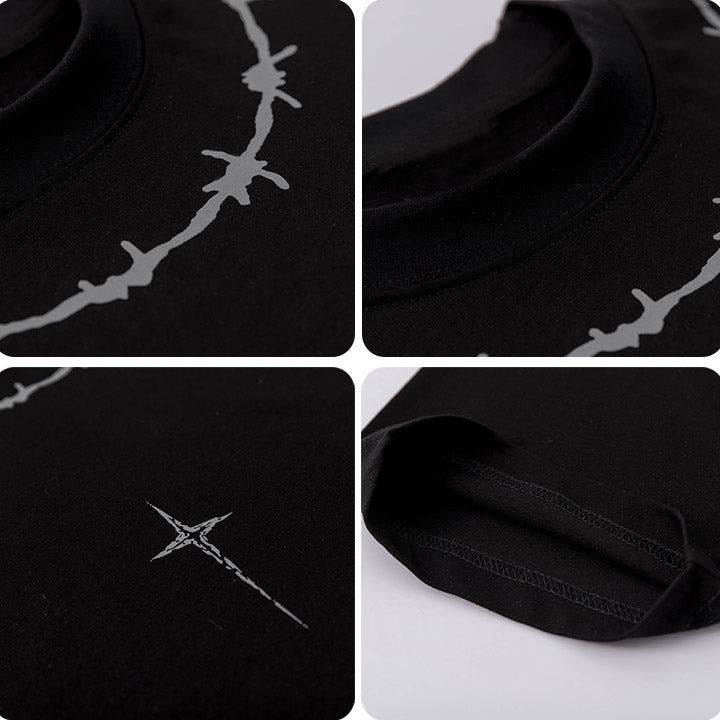 loose style thorn pattern t-shirt