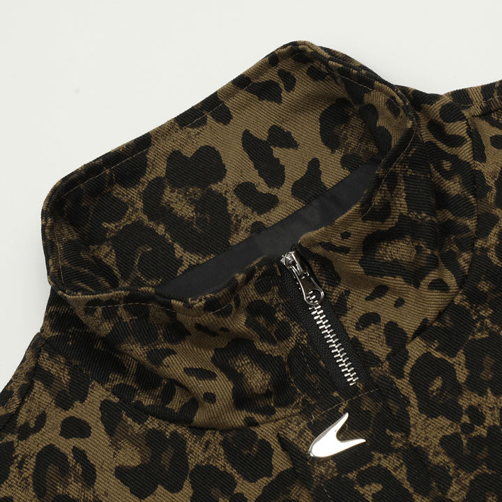 turtle neck leopard jacket