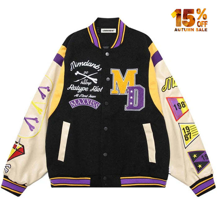 colorful varsity jacket flocked MD