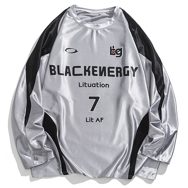 black and sliver sweatshirt with letter