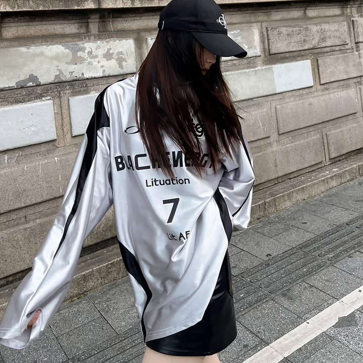 contrast color long sleeve jersey