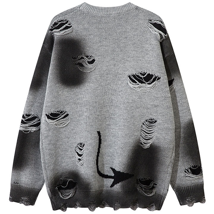 tie dye sweater with devil cat print