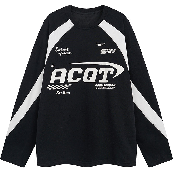 black and white racing sweatshirt