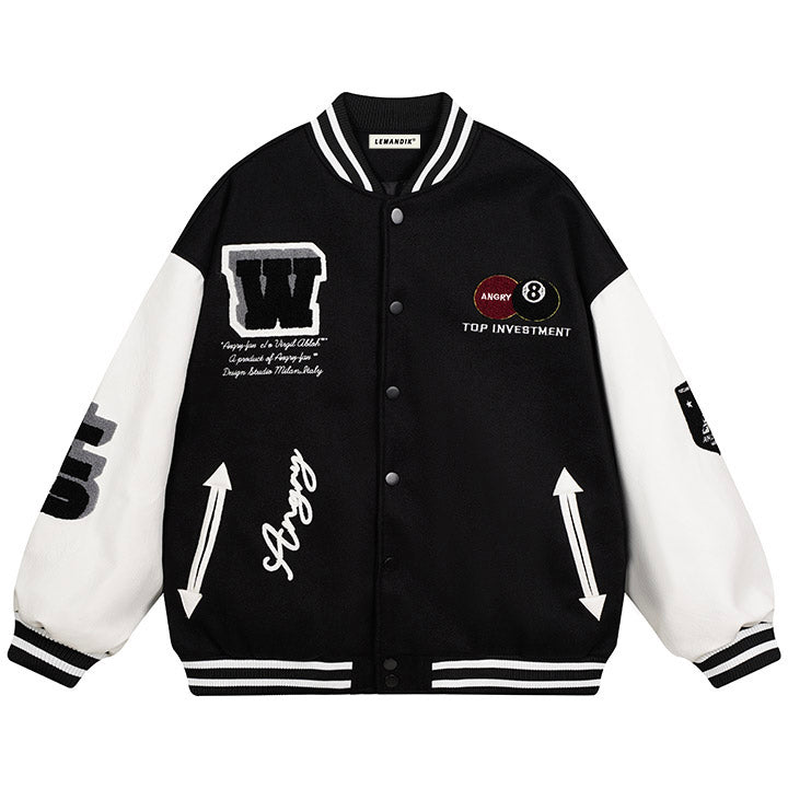 black and white W varsity jacket