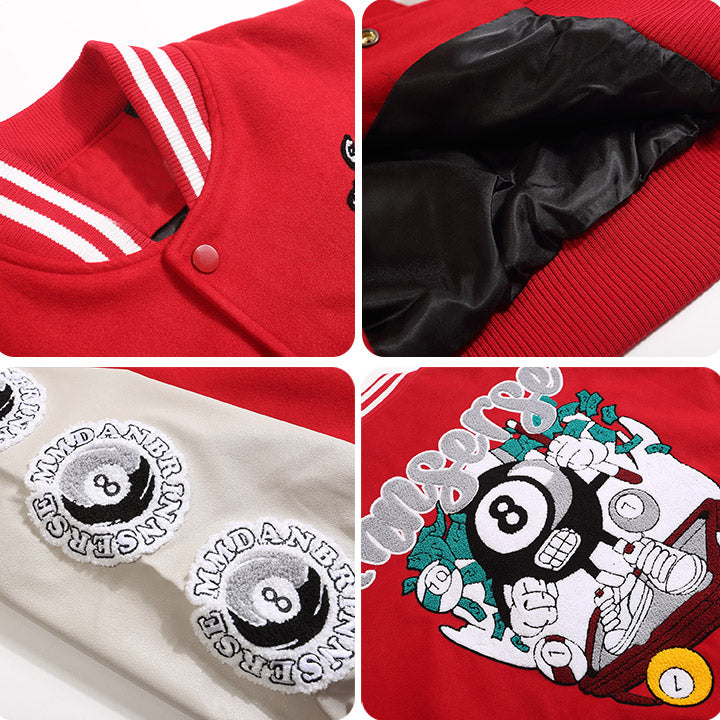 embroidery 8 ball patch varsity jacket