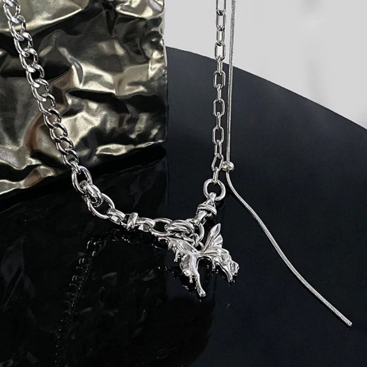 sliver butterfly chain necklace