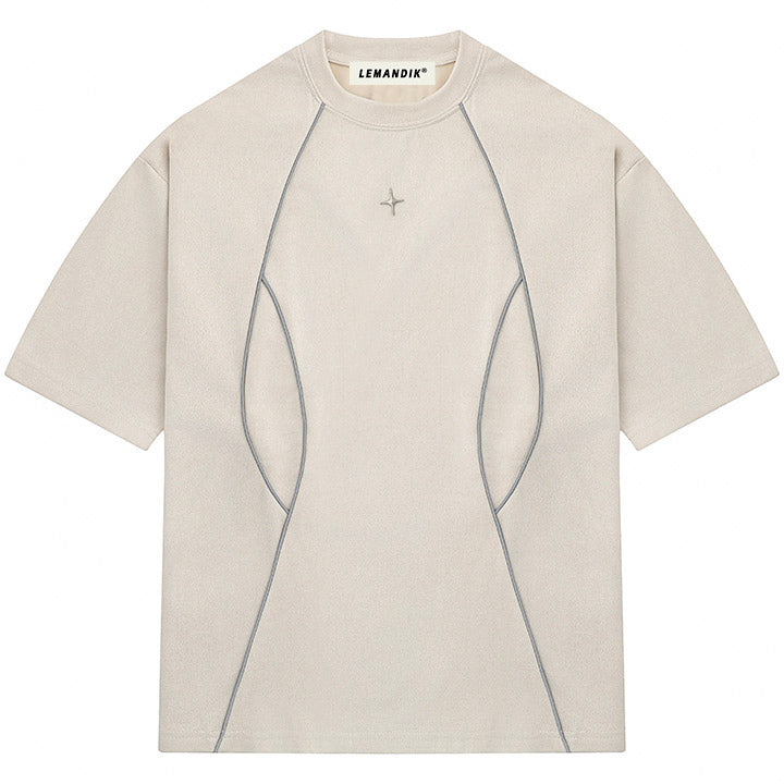 LEMANDIK® T-Shirt aus Wildlederimitat mit reflektierendem Streifen