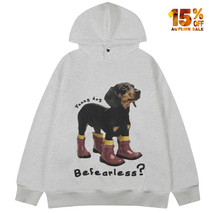 men's fleece hoodie dachshund dog pattern