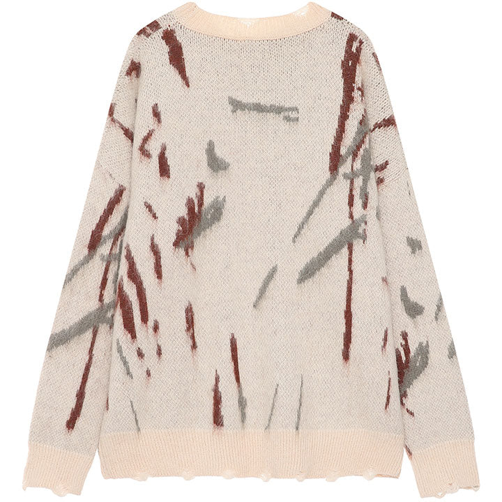 LEMANDIK® Distressed Jacquard Sweater Color Block