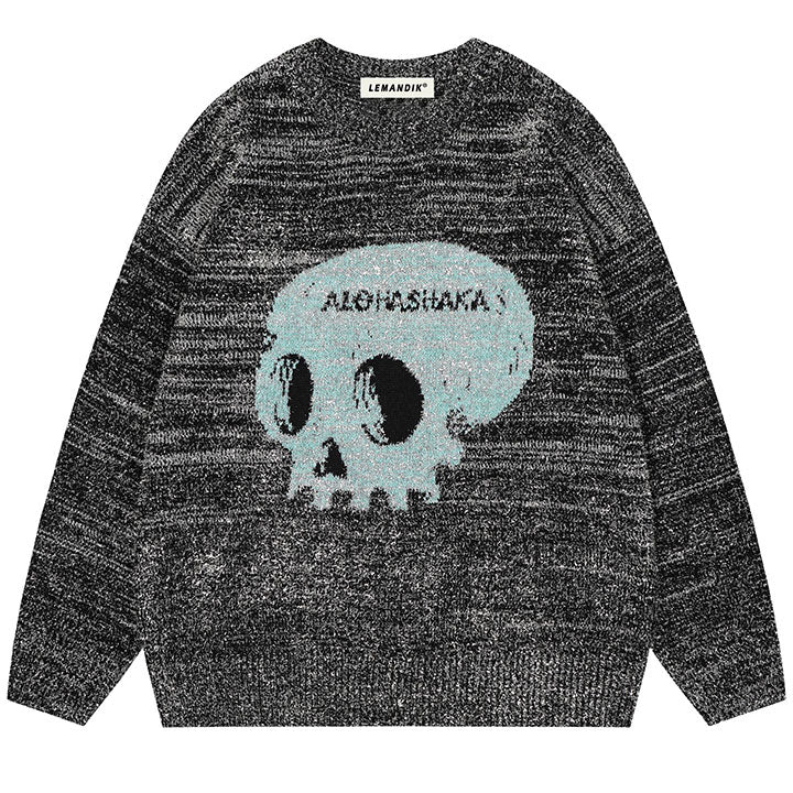 men's knit sweater with skull pattern