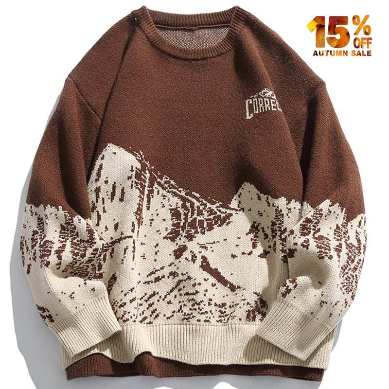 fake two knit sweater snow mountain