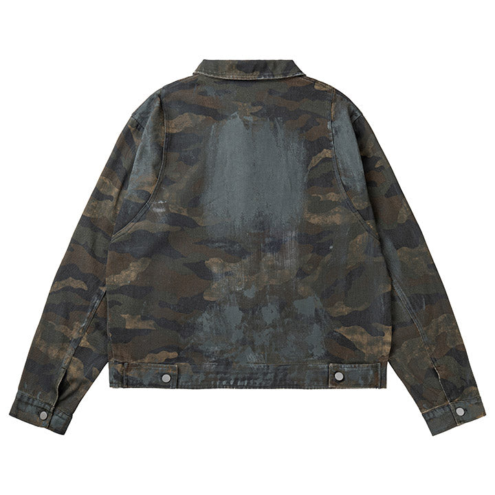 LEMANDIK® Acid Washed Camo Denim Jacket