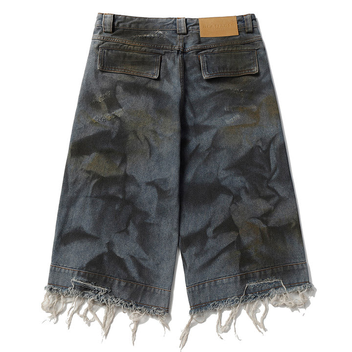 LEMANDIK® Vintage Ripped Frayed Denim Shorts