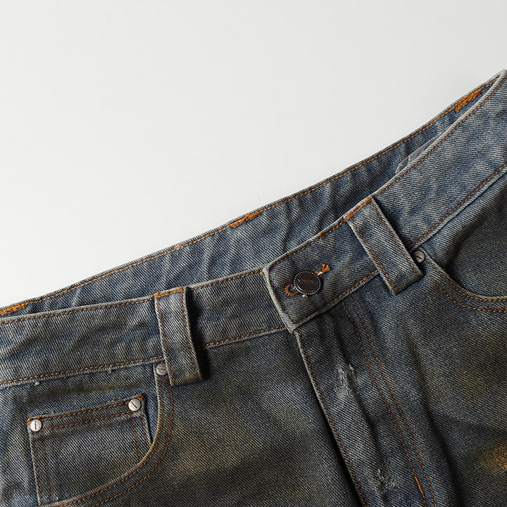 LEMANDIK® Vintage Ripped Ausgefranste Denim Shorts