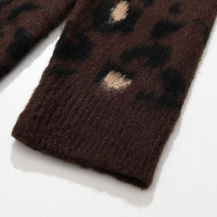 color block leopard print sweater