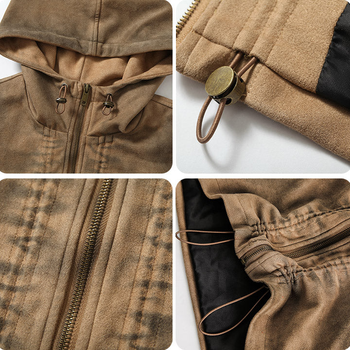 LEMANDIK® Vintage Washed Suede Hooded Jacket