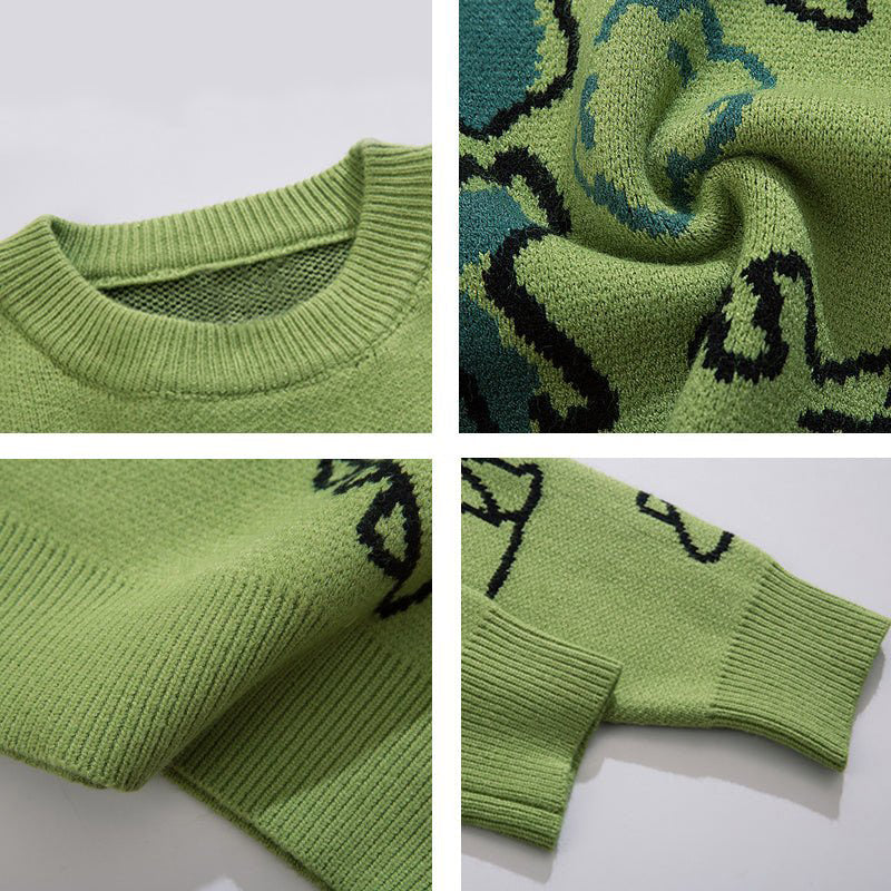 cute dinosaur print knit jumper