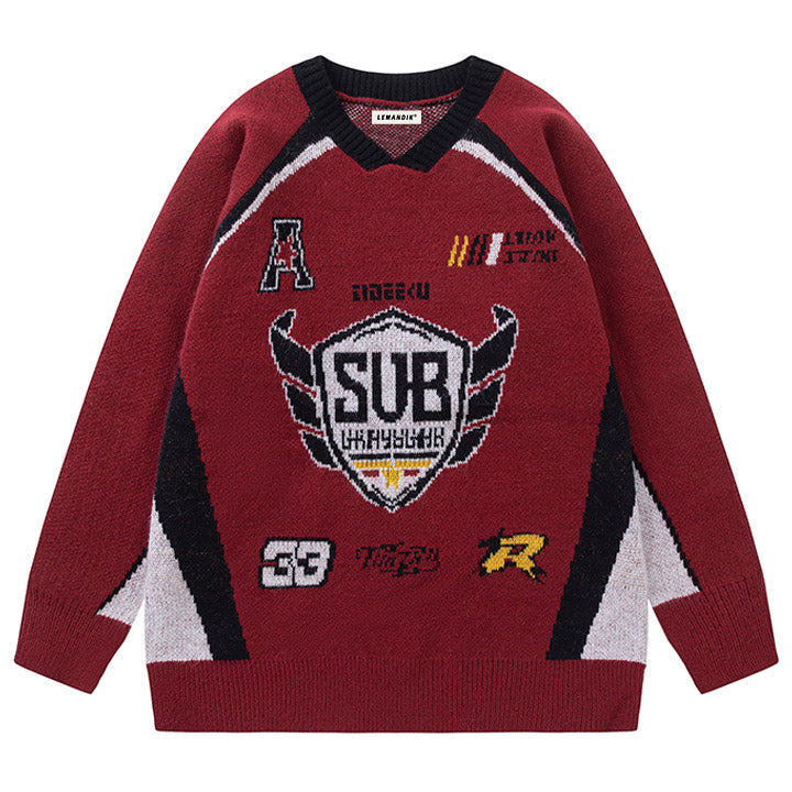 sporty knit sweater with SUB badge