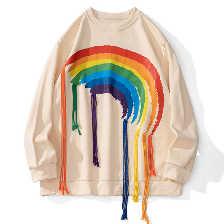 LEMANDIK® Rainbow Tassel Drip Loose Sweatshirt