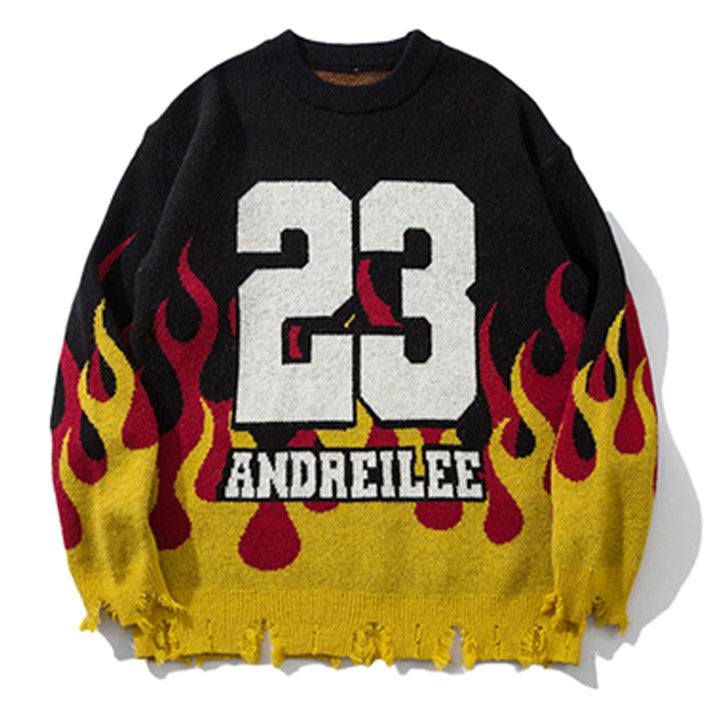 Y2K ripped flame sweater