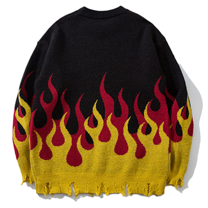 color block flame sweater