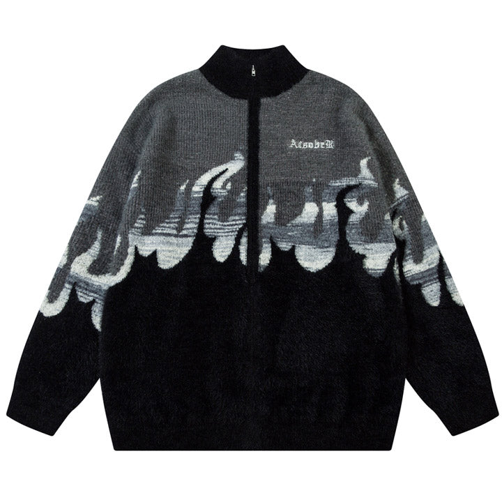 unisex men’s fire print sweater