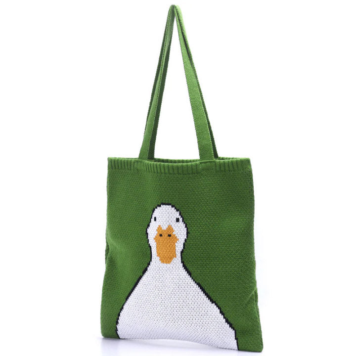 duck pattern knitted shoulder bag