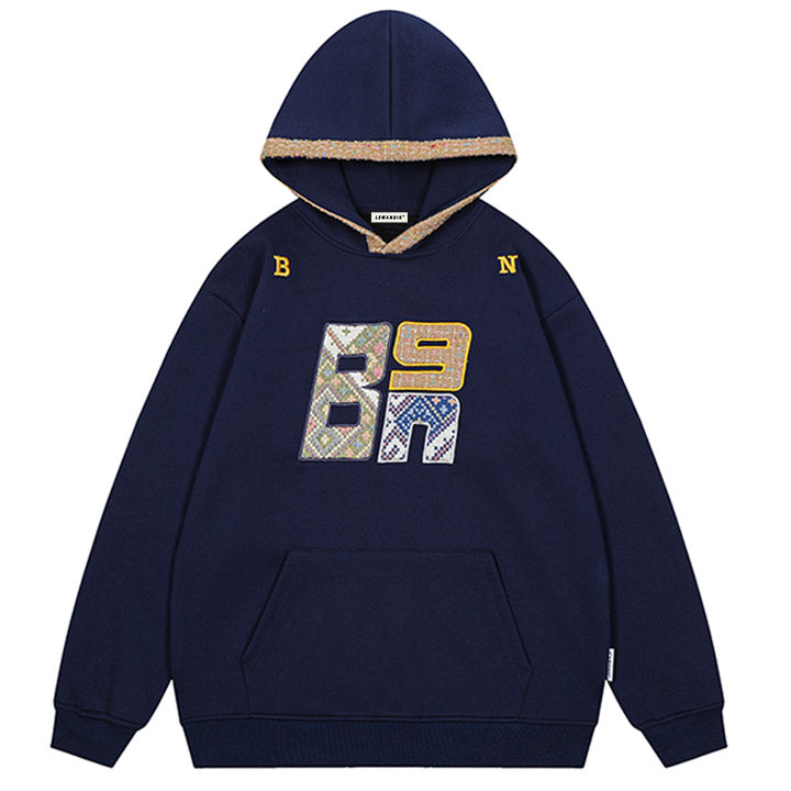 embroidery hood pullover with letter