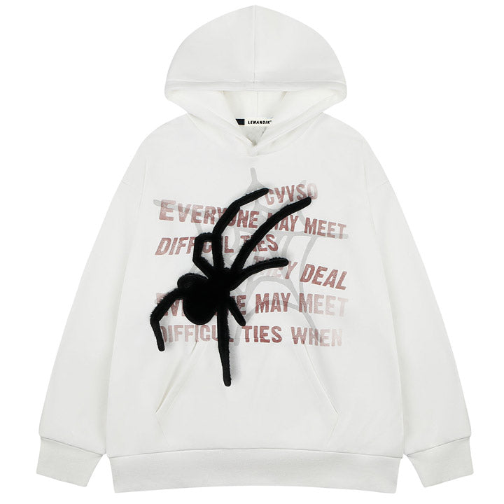 streetwear hoodie embroidery fuzzy spider