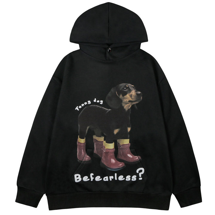 cute fleece hoodie dachshund dog pattern