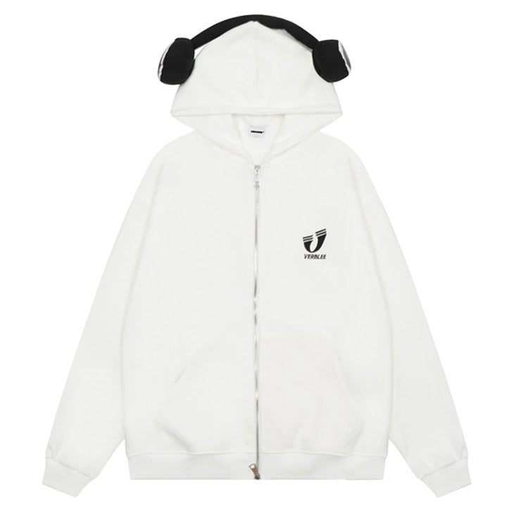 oversize white zipper hoodie