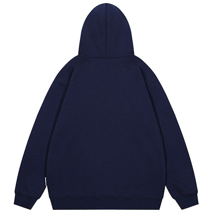 blue hoodie with embroidery letter