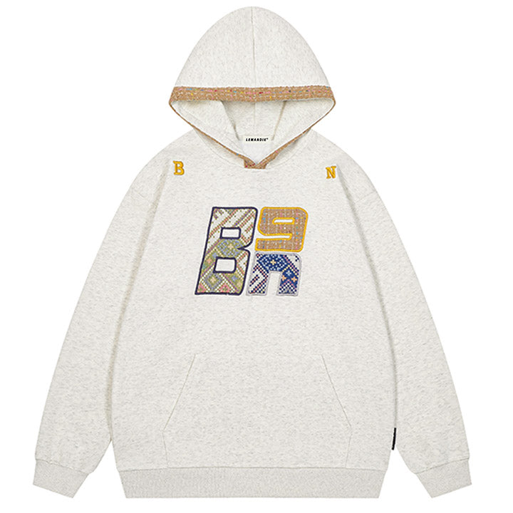 baggy hoodie B9n letter patchwork