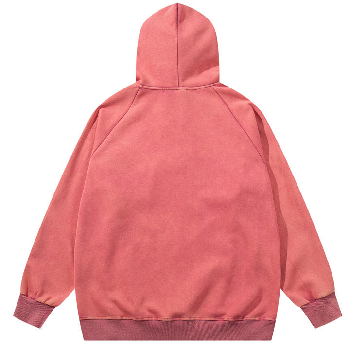 pink quarter zip hoodie with side stripes